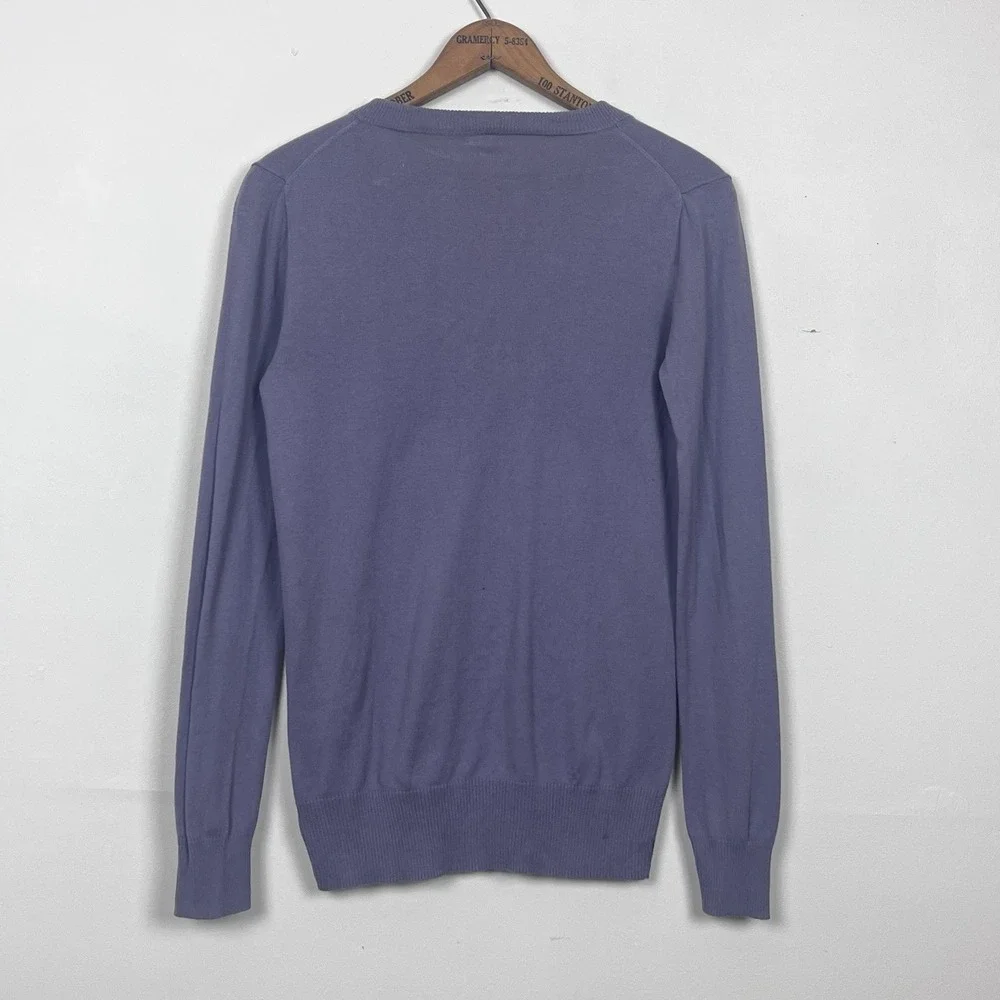 J.Crew‎ Womens XS Purple V-Neck 100% Cotton Knit Pullover Sweater